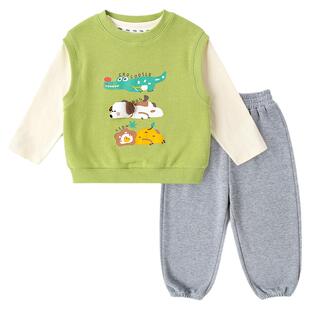 【三件装】嘟嘟家男童套装女童马甲儿童T恤宝宝裤子童装上衣长裤