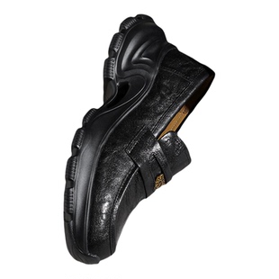 西村名物2026春季新款英伦风真皮厚底乐福鞋女一脚蹬黑色金属扣