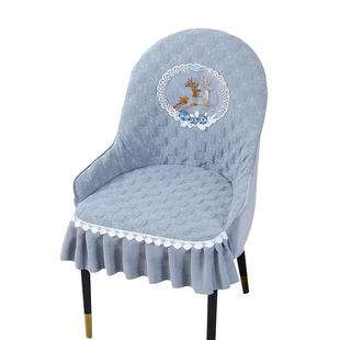 椅子套罩弧形餐椅套新款餐桌座椅套扶手一体高级菠萝椅子保护套Z1