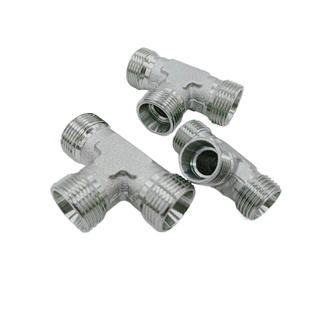 高压油管接头三通外丝外螺纹24度锥H型过渡连接AC-18/AD卡套液压