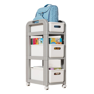 书包小推车置物架落地收纳架分层桌下收纳柜可移动家用客厅书架子