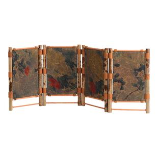 圭隐堂梅鹿香云纱竹制茶空间茶室小屏风复古茶台桌面摆件茶道零配