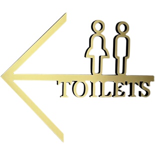 金色卫生间指示牌银色洗手间指引牌厕所标志贴WC标识牌挂牌仿金属