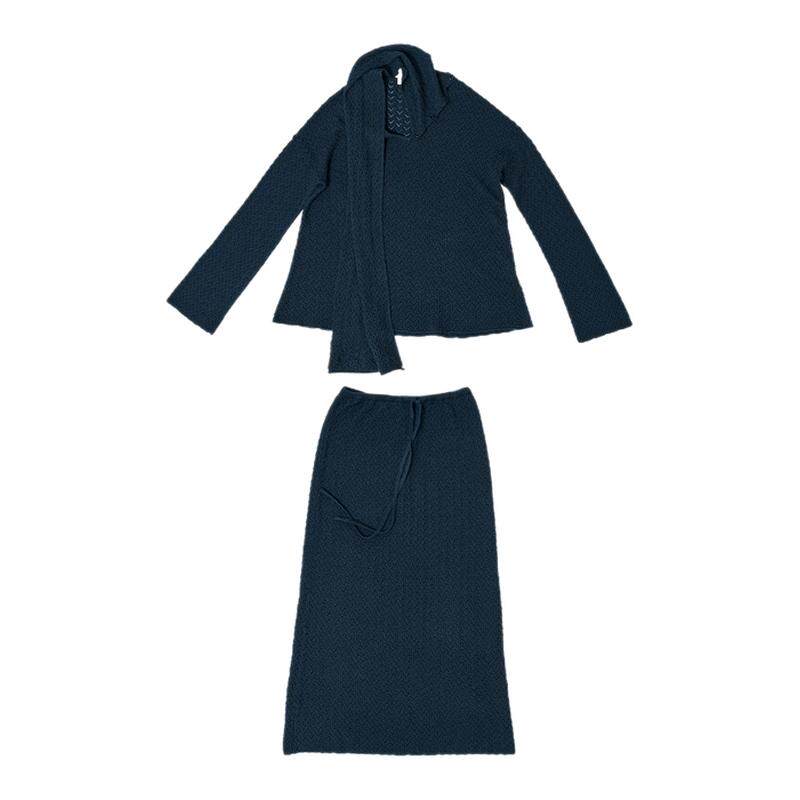 o cloche code 2026秋季新款纽扣飘带宽松上衣系带宽松半裙套装女