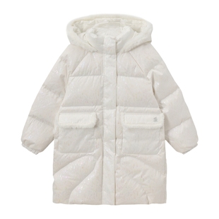 POLOWALK童装女童中长款羽绒服2025年新款秋冬中大童连帽外套保暖