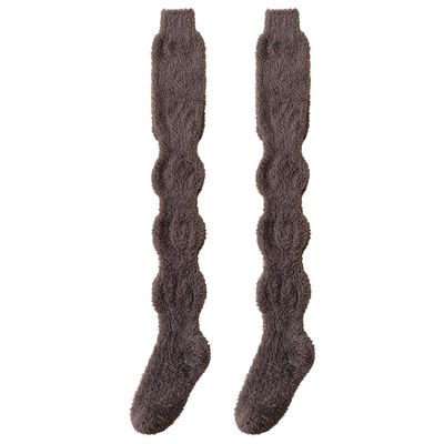 珊瑚绒过膝袜子女秋冬季孕妇居家月子睡眠袜子加厚加绒保暖地板袜