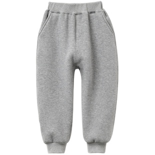 儿童一体绒卫裤校裤 男童女童羊羔绒运动保暖长裤子 中童冬款童装