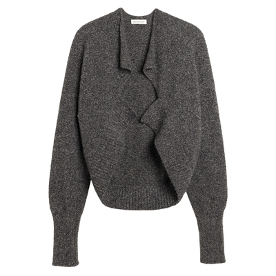 圈圈纱牦牛绒混纺无扣针织短开衫