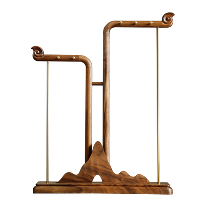 云山风度笔挂毛笔架 实木创意新中式书法用木器文房四宝摆件挂笔