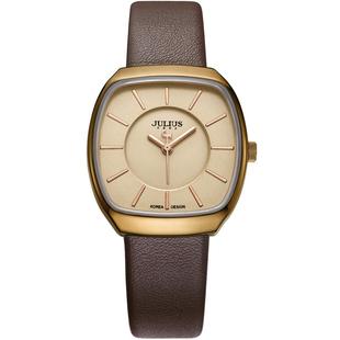 聚利时情人礼物复古时尚酒桶形简约情侣表皮带男表女表669