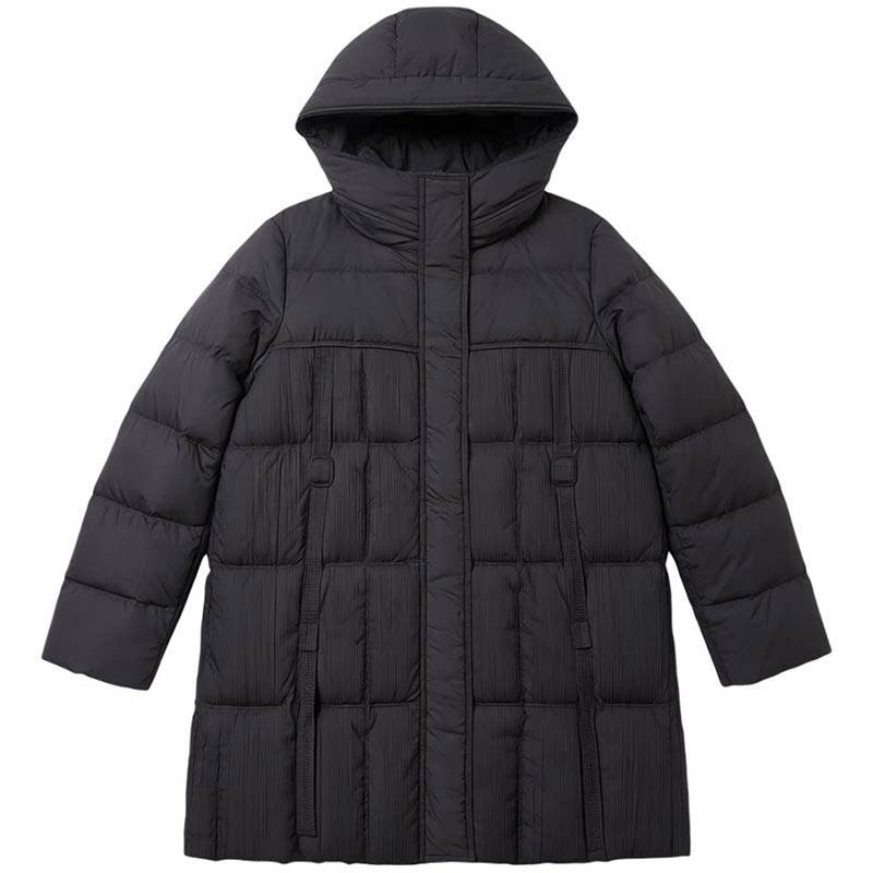 韩版羽绒服女中长款2026冬季新款撞色拼接高级感宽松连帽保暖外套