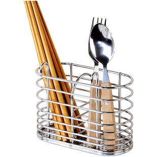 SDR立式筷子筒 304不锈钢筷子架厨房刀叉架 挂式沥水筷子笼餐具架