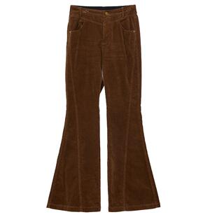 谜底灯芯绒喇叭裤女冬新品复古风高腰百搭修身长裤244MK1554