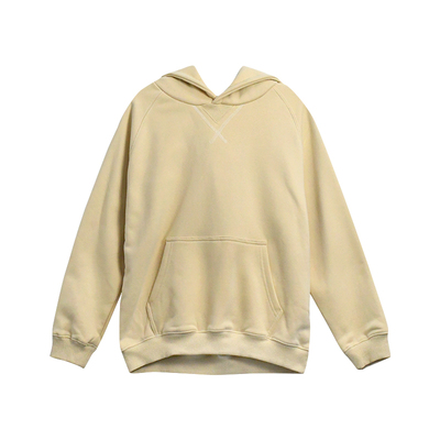 冬男女宽松套头带帽加绒米白卫