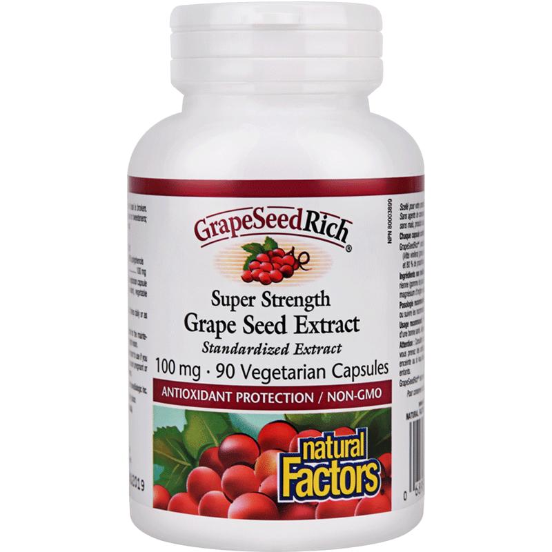 NaturalFactors葡萄籽精华胶囊100mg90粒美白淡斑抗皱隔离紫外线