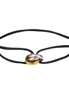 新品平安扣手工编织3环手绳 三色三环手链 本命年红绳 送情侣礼物