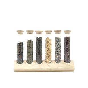 咖啡豆试管展示架 厨房密封罐豆类储存陈列架玻璃瓶创意实木收纳