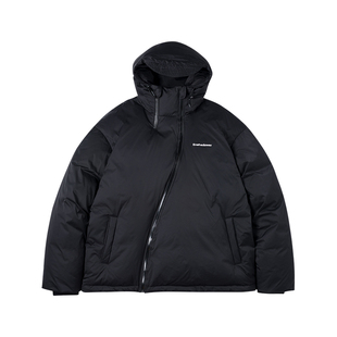 ENshadower隐蔽者斜拉链连帽羽绒服男冬季潮牌无痕纯色面包服外套