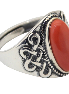 蒙古族复古泰银女款戒吉祥925