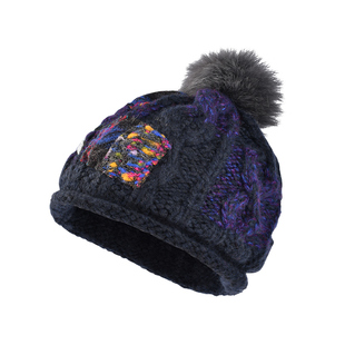 卡蒙羊毛帽子女冬天保暖毛球毛线帽手工编织针织套头帽克莱因蓝