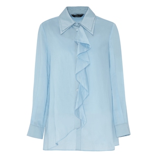 IDPAN女装新款独特双层领设计高级感纯色淡人衬衫上衣女衬衣