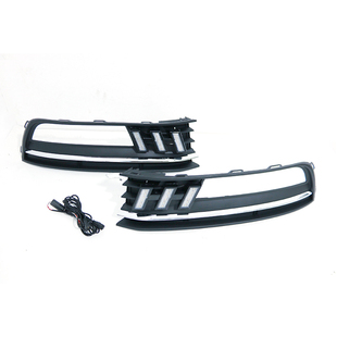 适用于大众15-17款朗逸高配雾灯框改装日行灯led大灯前照灯前杠灯