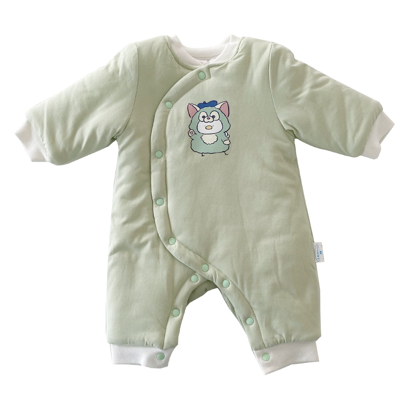 早产儿婴儿衣服小码冬季夹棉连体衣厚款爬服哈衣新生棉衣4-5斤