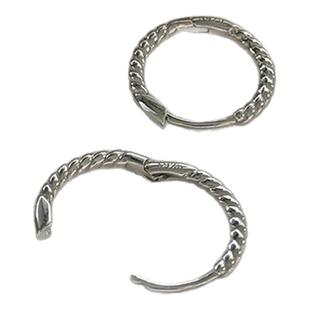 hellojune 925纯银 细麻花小圆 耳圈 素圈螺纹细圈耳环