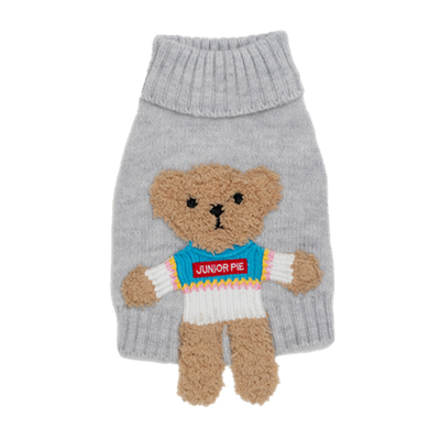 Junior Pie宠物衣服狗狗2023秋冬新款小熊无袖毛衣泰迪小型犬高领