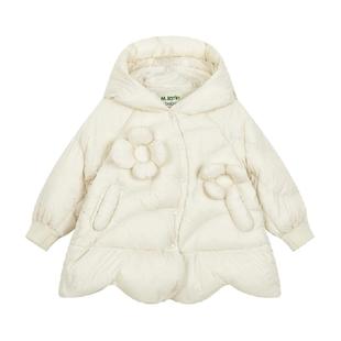 马拉丁羽绒服24冬女小童云朵装饰泡芙感中长羽绒服