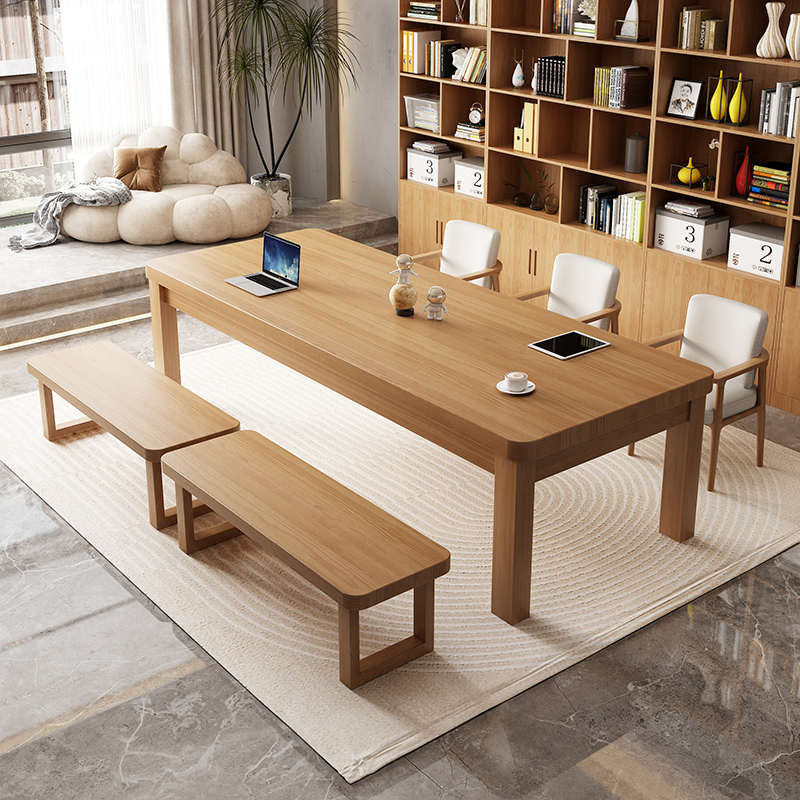 客厅大长桌实木书桌家用学习办公桌工作台图书馆会议室阅读写字桌