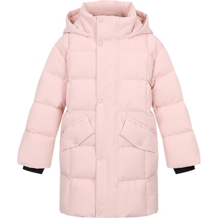 本来BENLAI中性童装安心绒中长款连帽羽绒服男女童羽绒外套