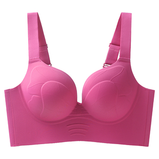 大码无痕薄款内衣女200斤胖mm显胸小芭比粉文胸罩收副乳上托聚拢
