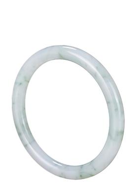 翡翠冰糯种飘花圆条细款玉镯正圆