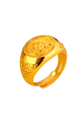 六字真言印章戒指复古开口指环