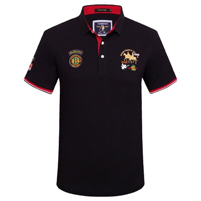 夏季纯棉男士翻领短袖T恤