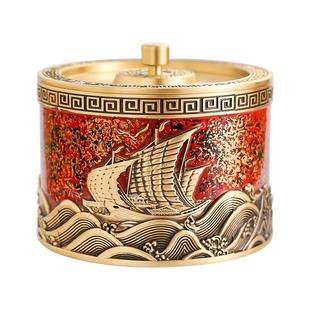 黄铜茶叶罐防潮密封罐轻奢高端中式普洱茶叶储存罐高档小号储茶罐