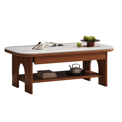 中古风实木岩板茶几客厅家用