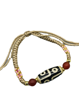 西藏天然真品玉髓男女三眼天珠