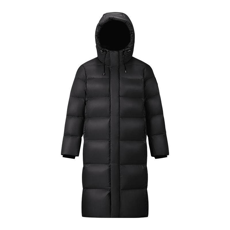 骆驼女装长款羽绒服2025新款冬季户外连帽加厚保暖黑色面包服外套