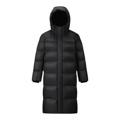 骆驼女装长款羽绒服2025新款冬季户外连帽加厚保暖黑色面包服外套