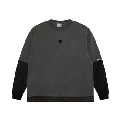 Aape猿人刺绣拼接假两件长袖T恤