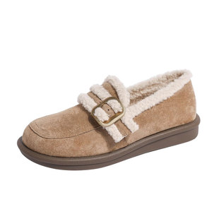 厚底勃肯鞋女冬加绒2025新款博肯毛毛鞋一脚蹬棉鞋大码女鞋41到43