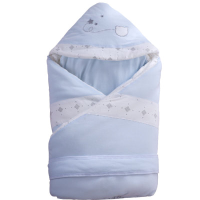 新生儿纯棉抱被加厚可脱胆顶两件