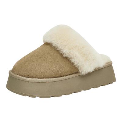 TATA他她厚底加绒拖鞋女鞋外穿保暖毛毛鞋单鞋雪地靴秋冬WDX38CH4