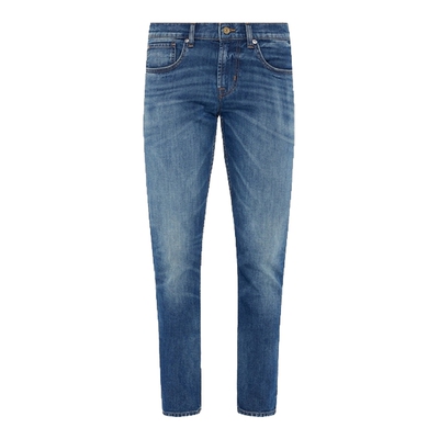7 For All Mankind 水洗做旧猫须深蓝直筒牛仔裤男款长裤TAPERED