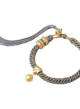 藏式手工编织手搓棉线手链穿唐卡嘎乌合手绳民族风饰品手串男女款