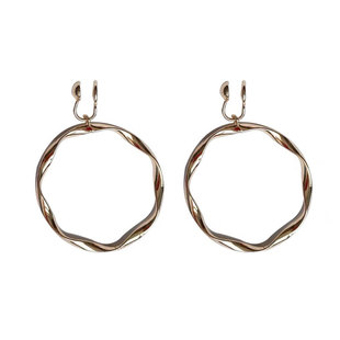 「安妮日记」复古圆圈耳环港风蚊香盘耳夹女夸张耳饰大耳圈耳钉银