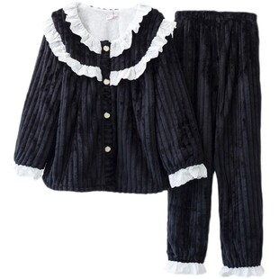 福利特价秋冬季加厚珊瑚绒韩版甜美可爱女睡衣家居服可外穿