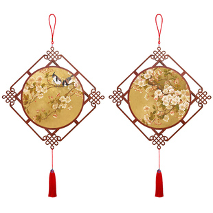 花开富贵入户门玄关挂件中国结花鸟国画客厅装饰画餐厅过道挂饰